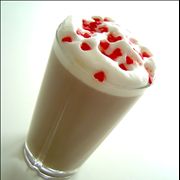 Picture Of Cafe Latte With Cream And Red Hearts