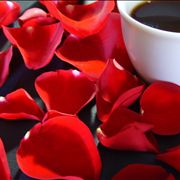 Picture Of Rose Petals And Cup Of Coffee